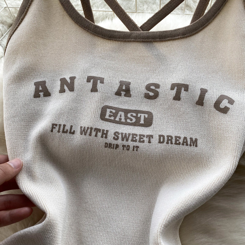 Letter Printed Sportswear Tank Dress