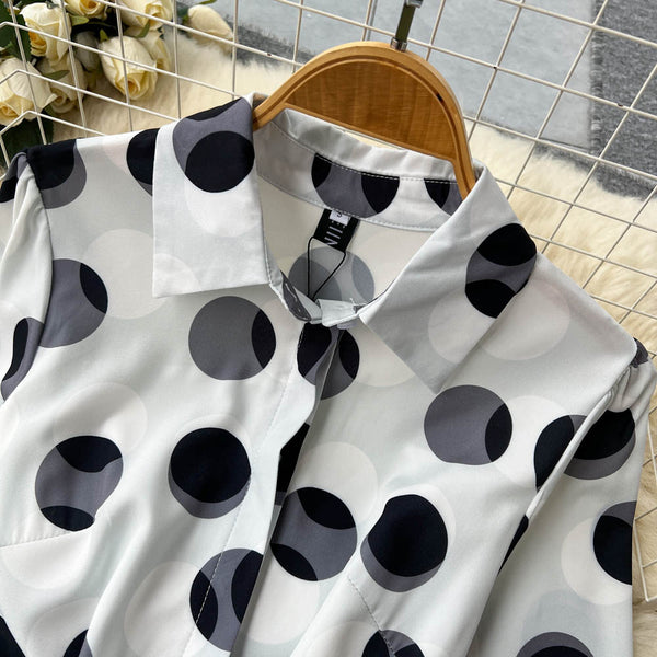 Polo Collar Polka Dot Shirt Dress