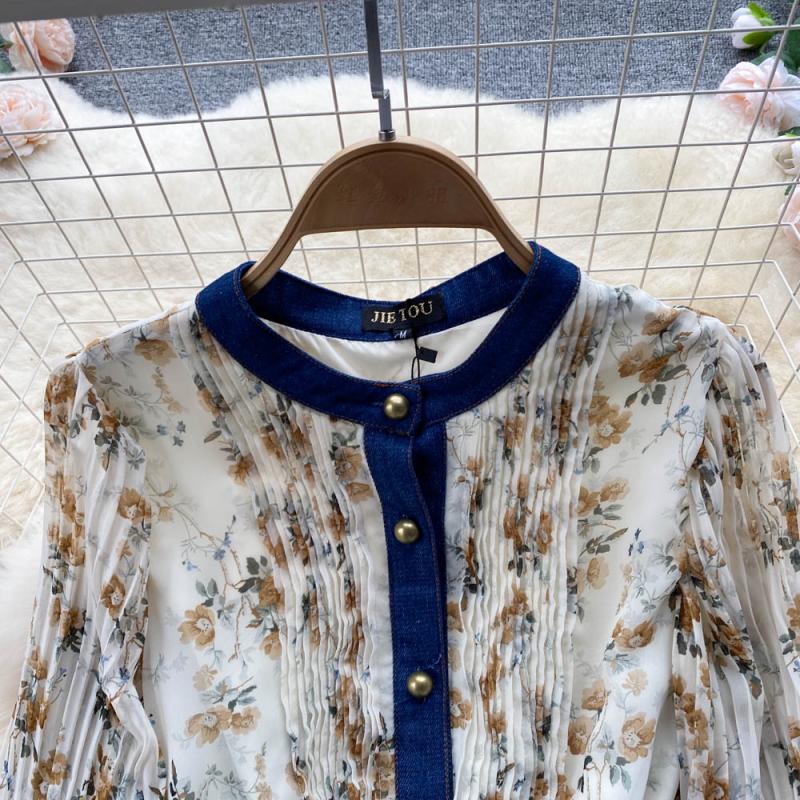 Round Neck Floral Chiffon Dress