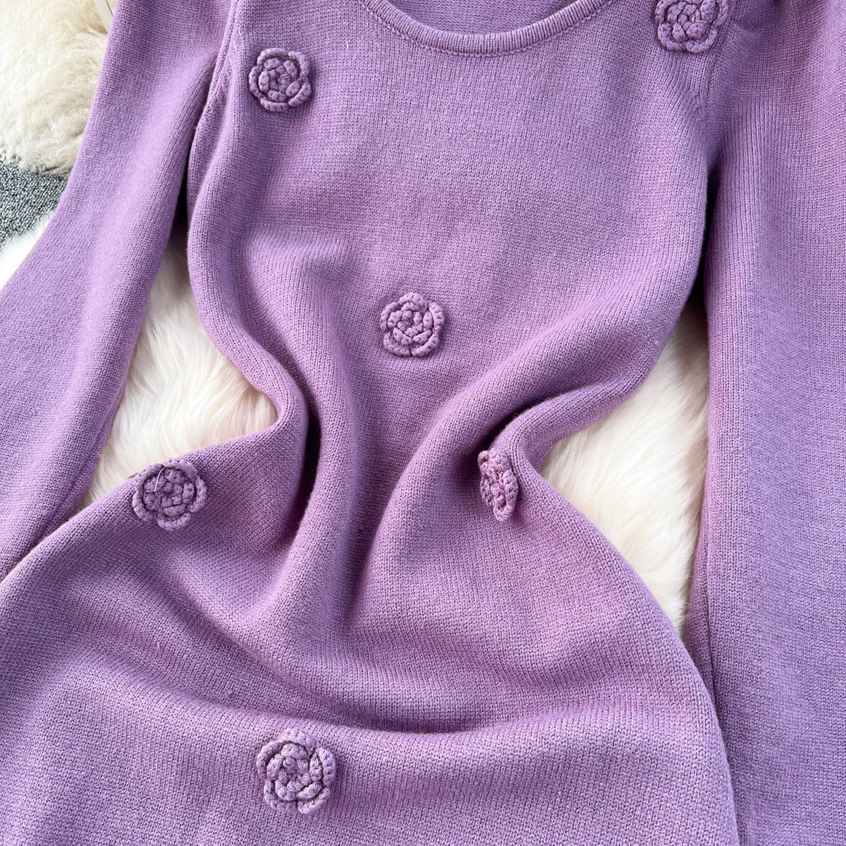 Simple Design Waist-slimming Knitted Dress