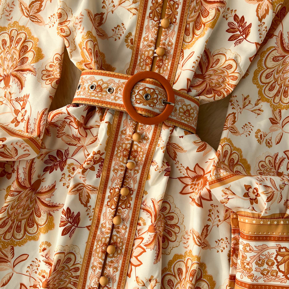 French Style Floral Printed A-line Dress