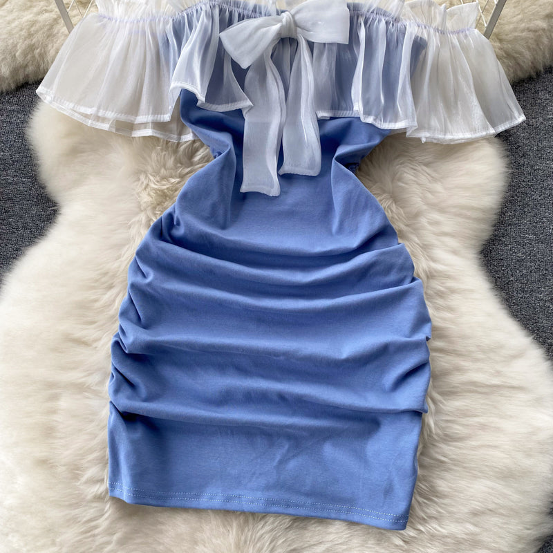 Ruffled Mesh Patchwork Dress