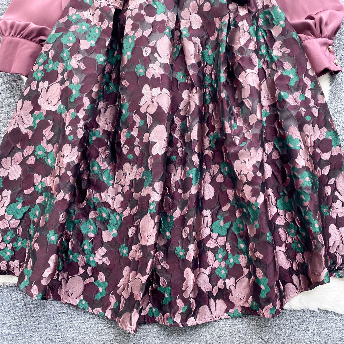 Courtly Satin Patchwork Floral Dress