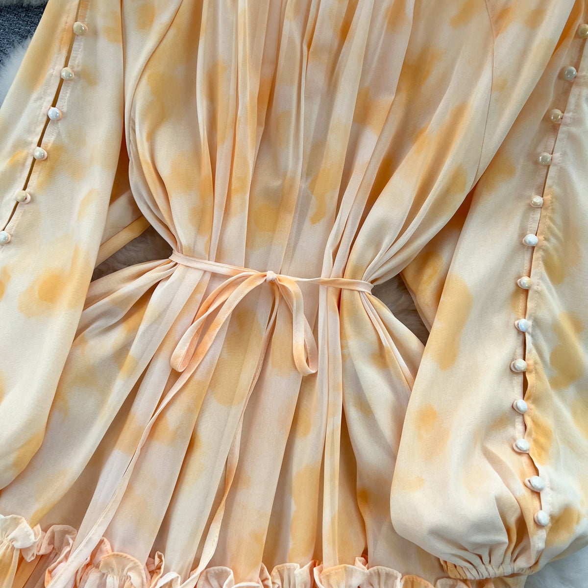 Fairy Draped Tie-dye Floral Dress