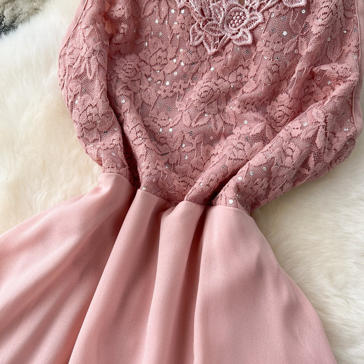Embroidered Backless Split Halter Dress