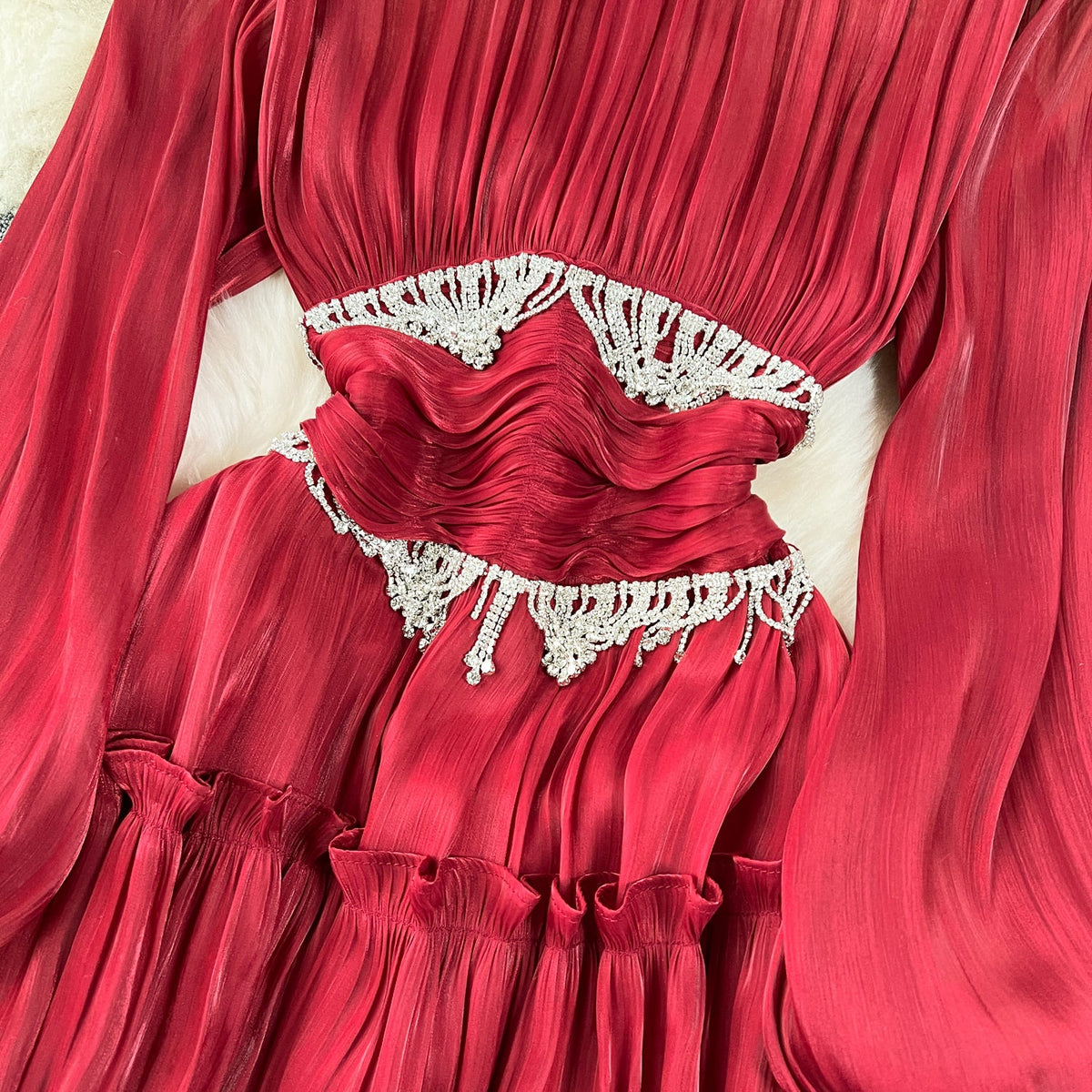 Rhinestone Tassel French Style Dress