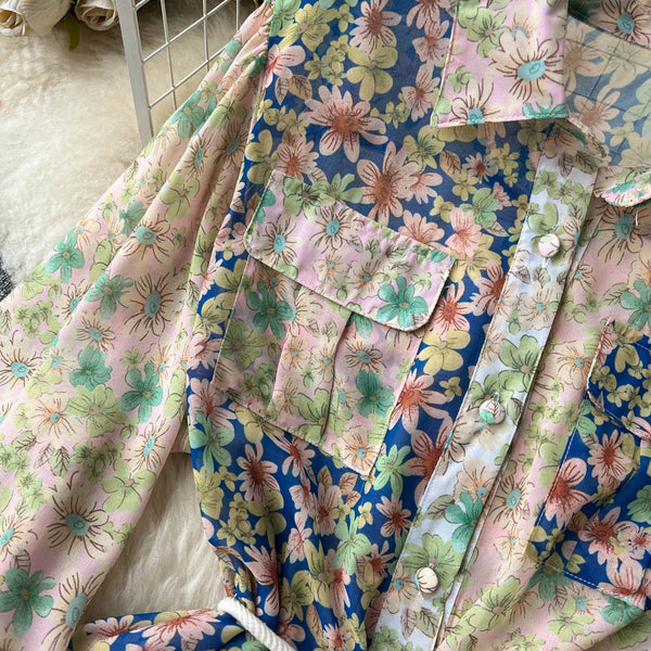 French Style Waist-slimming Floral Dress