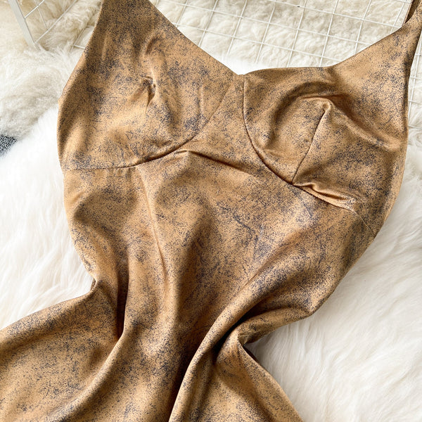 Metallic Style Backless Slip Dress