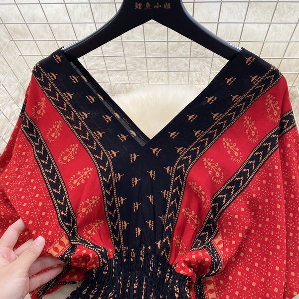 Ethnic Style Printed A-line Dress