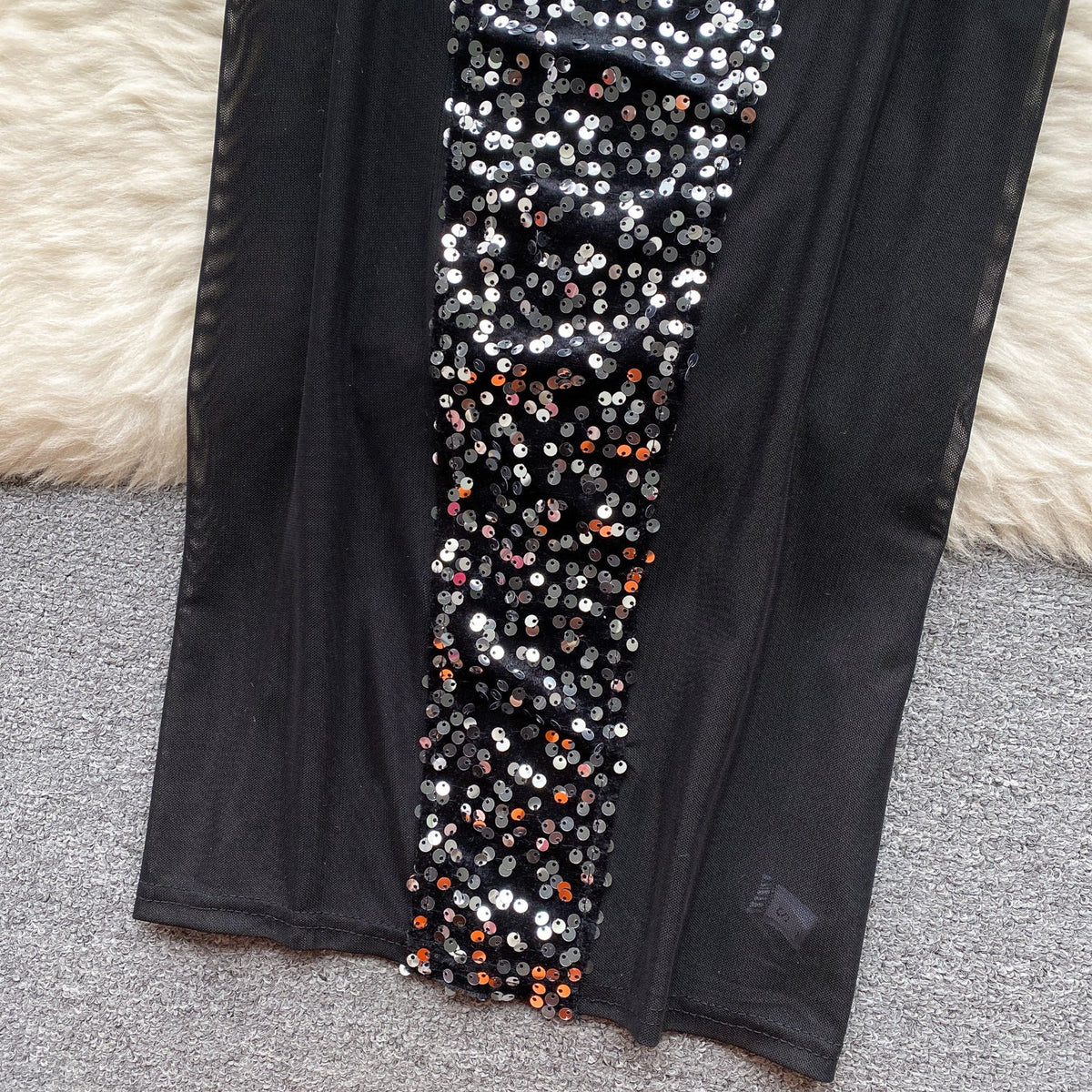 Elegant Hollowed Mesh Sequined Dress
