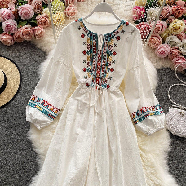 Ethnic Style Flared Sleeve Dress