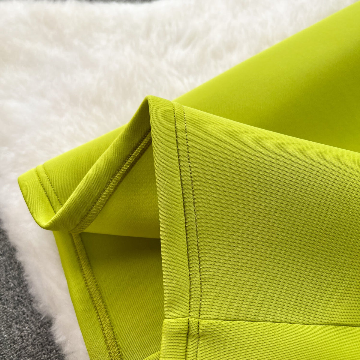 Slant Neckline Ruffled Green Dress