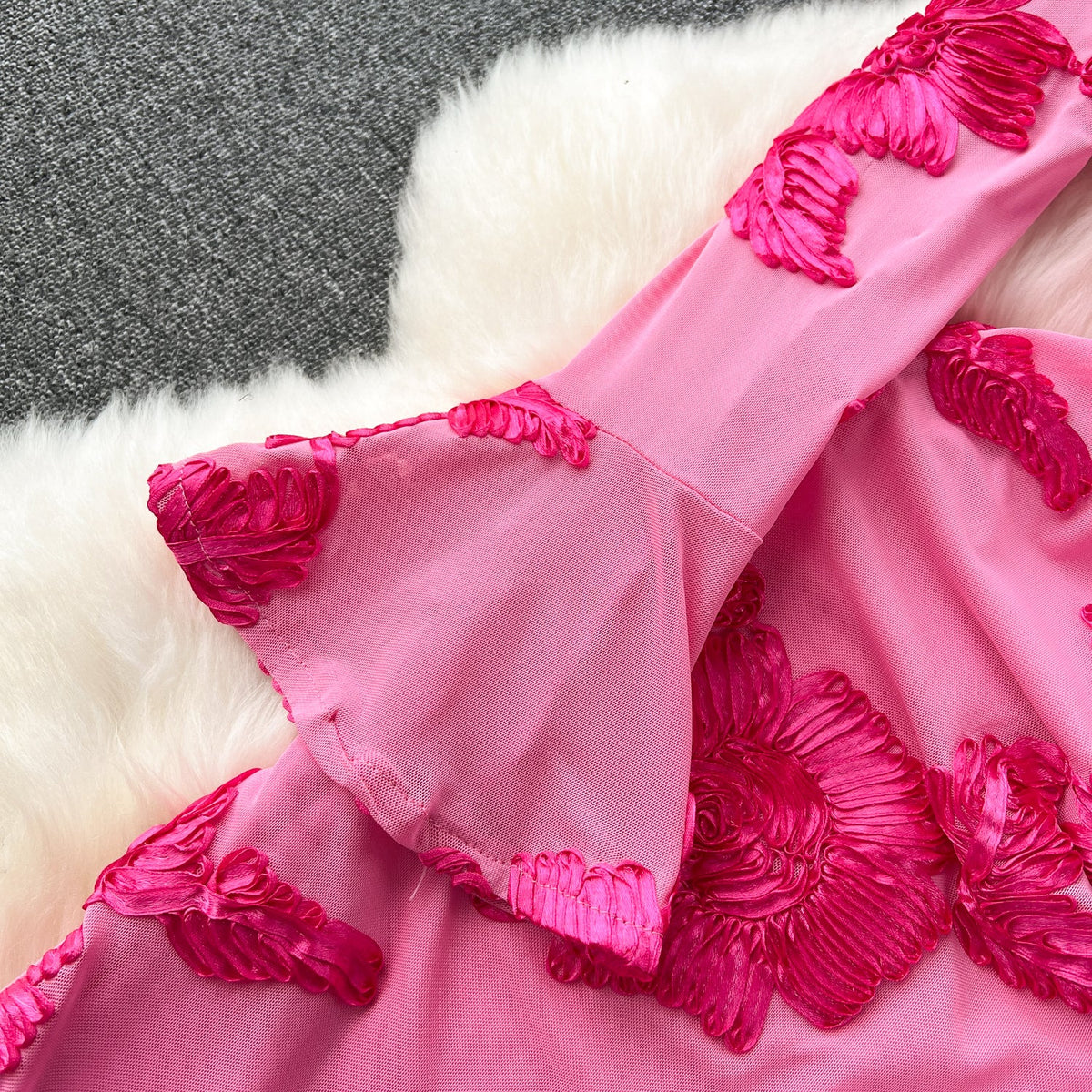 High-end Embroidered Floral Split Dress