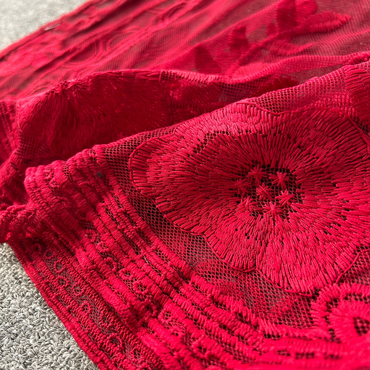 Vintage Embroidered Lace V-neck Dress