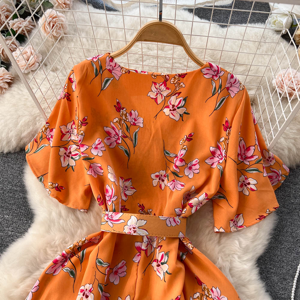 Korean Style Floral Print Chiffon Dress