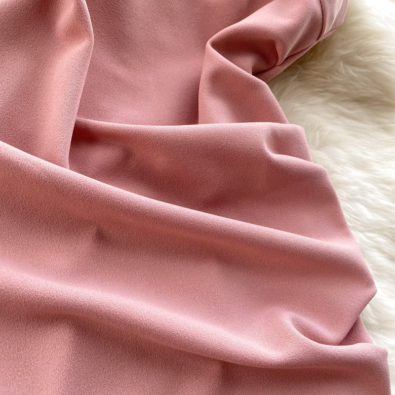 Sleeveless Pink Dress with Pearl Neckline