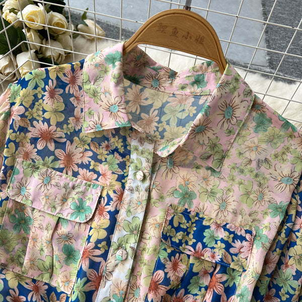 French Style Waist-slimming Floral Dress