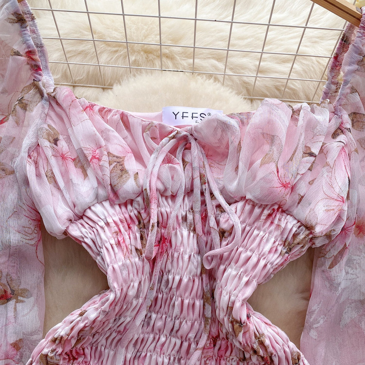 Fairy Pink Floral Pleated Dress