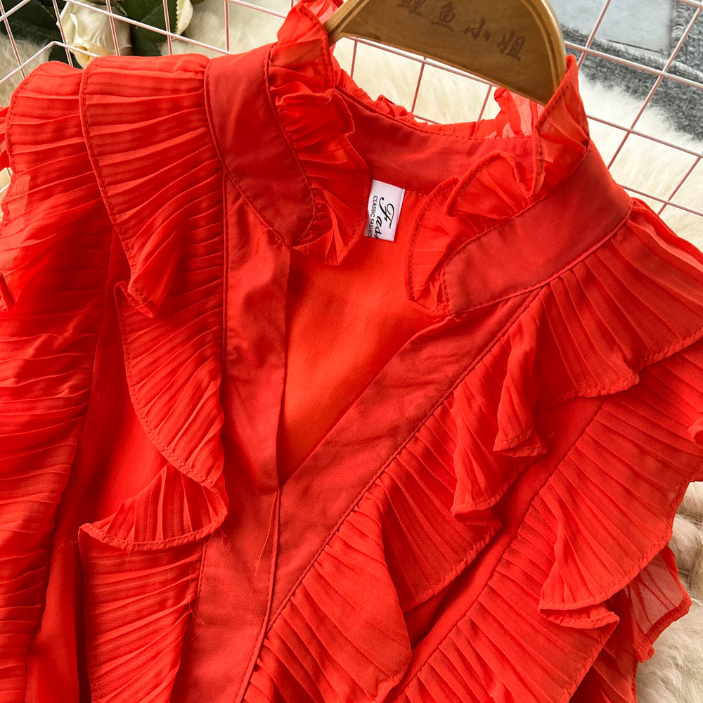 Ruffle Sleeveless A-line Dress