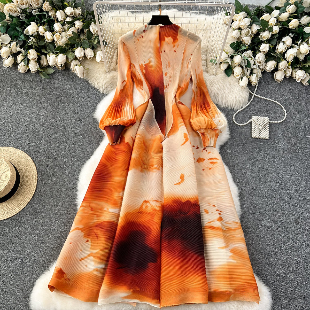 French Style Tie-dye Printed Dress