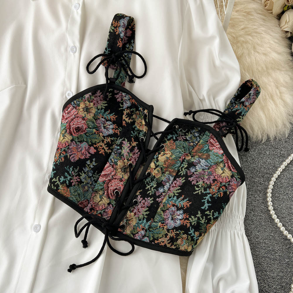 White Shirt Dress&Floral Camisole 2PCs