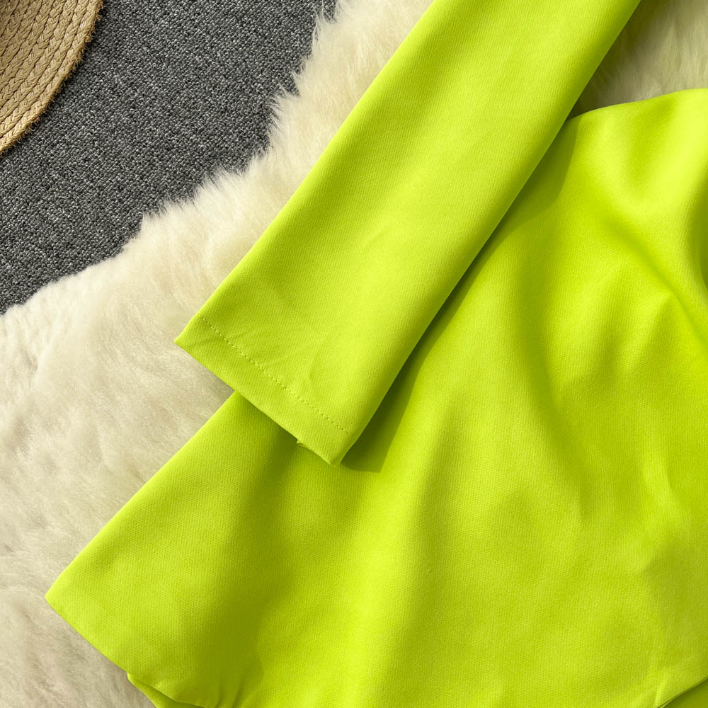 Fluorescent Green Suit Collar Strappy Dress
