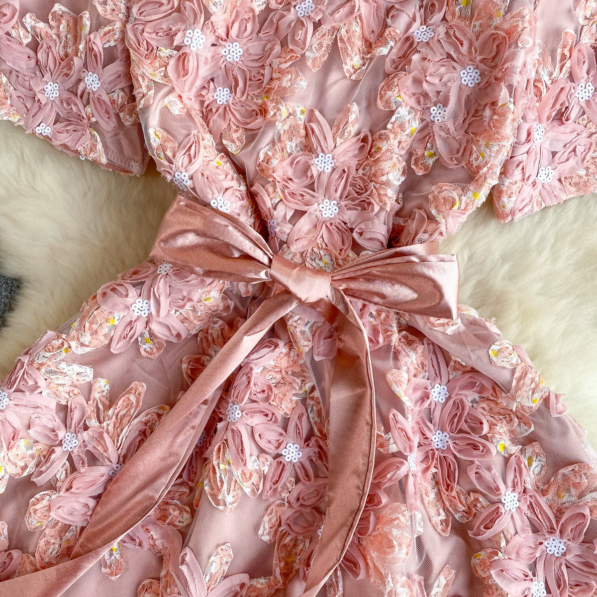 Pink Floral Embroidered Princess Dress
