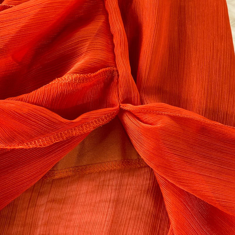 Off-shoulder Ruffled Chiffon Dress