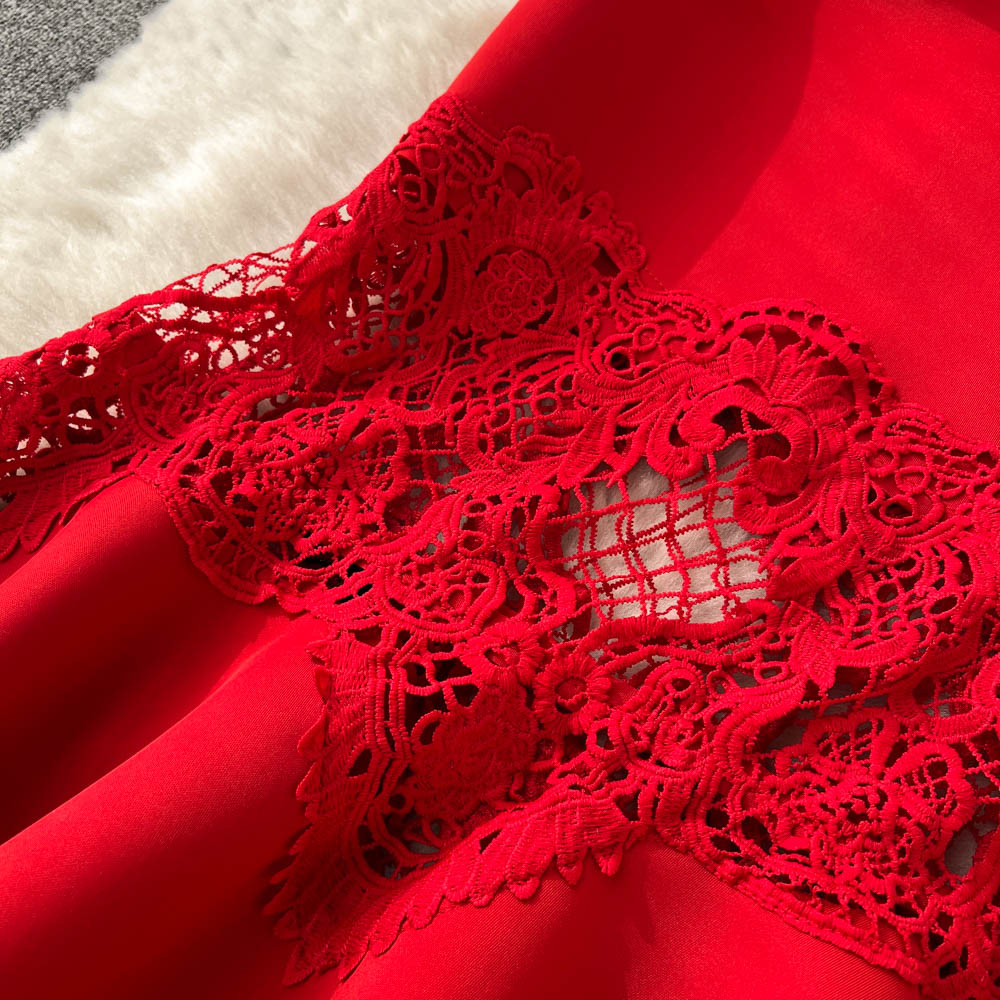 Vintage Lace Embroidery Fishtail Dress