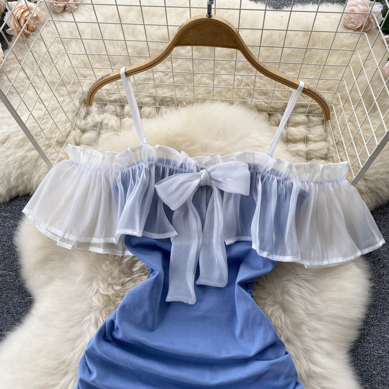 Ruffled Mesh Patchwork Dress