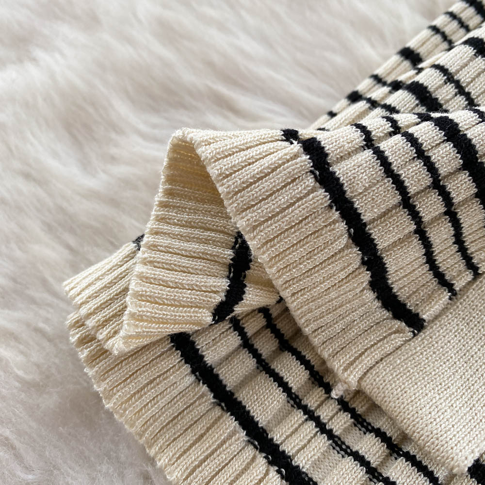 Vintage Striped Knitted Bottoming Shirt Dress