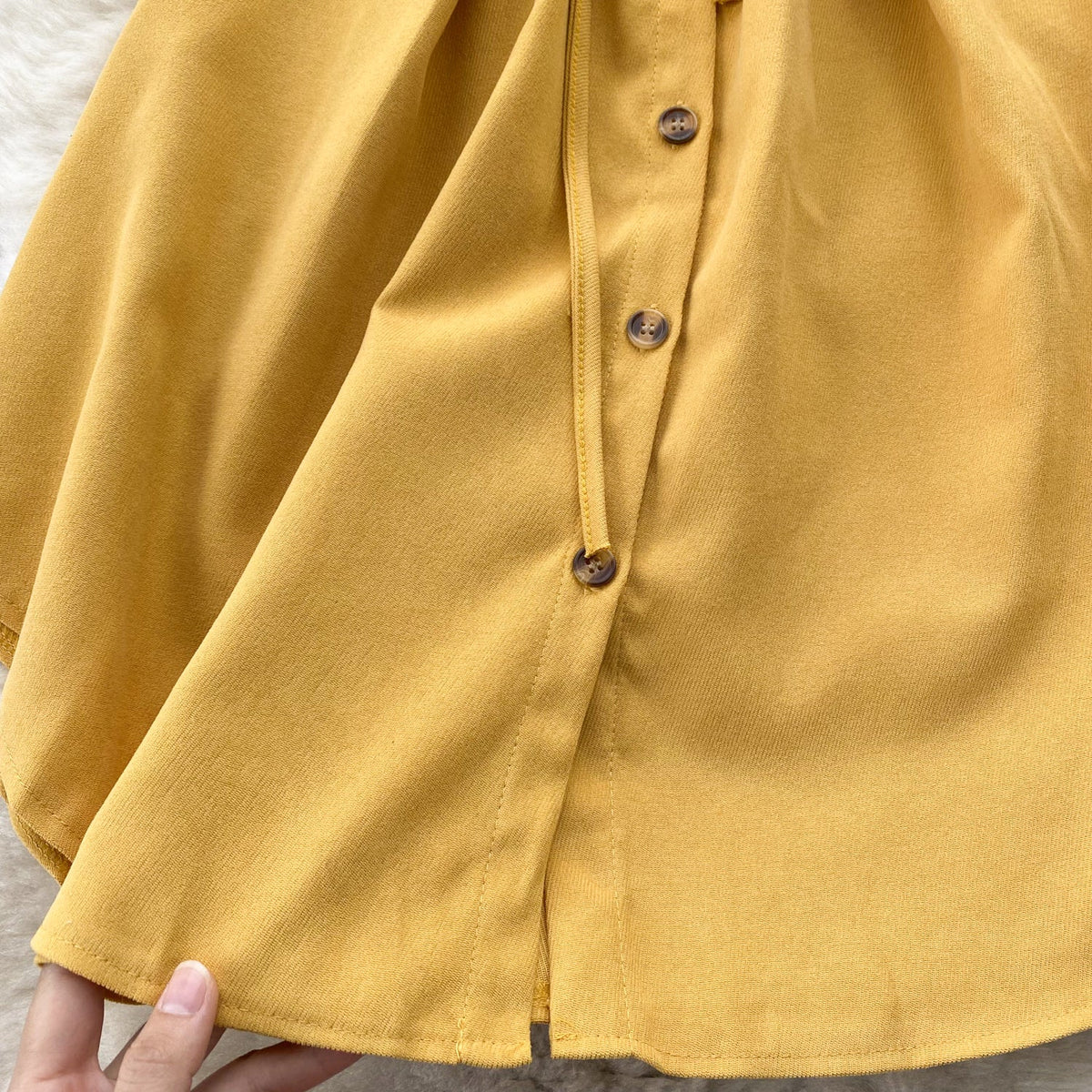 Irregular Design Lapeled Lace-up Shirt Dress