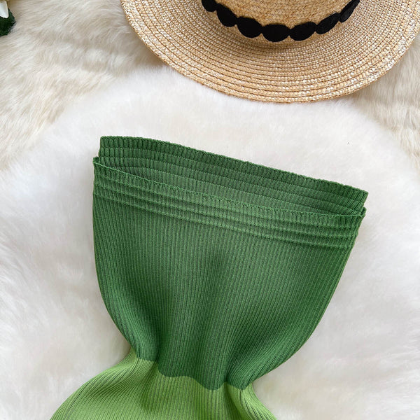Color Blocking Knitted Hip-wrapping Dress