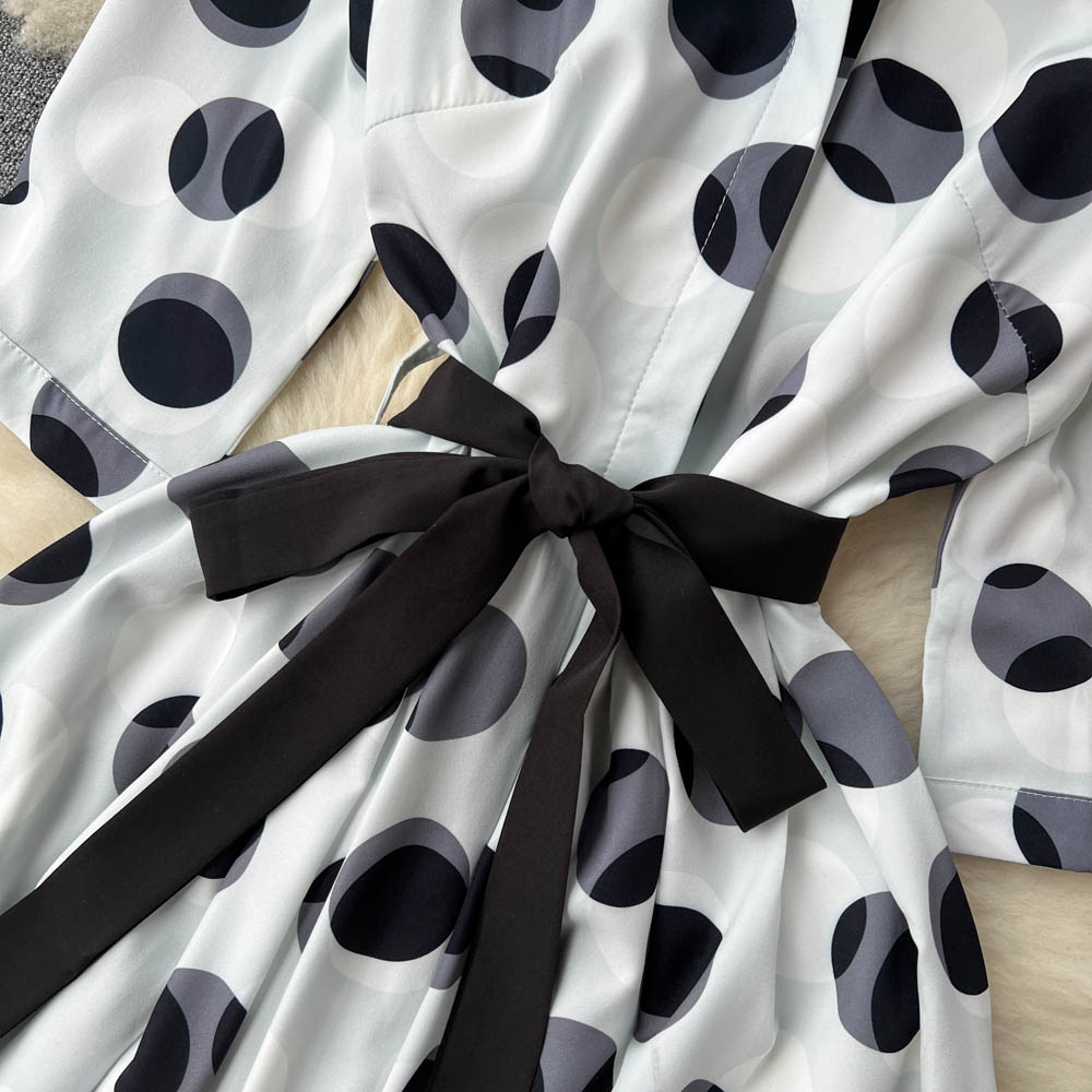 Polo Collar Polka Dot Shirt Dress