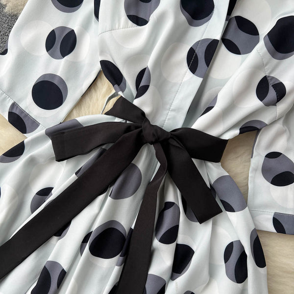 Polo Collar Polka Dot Shirt Dress