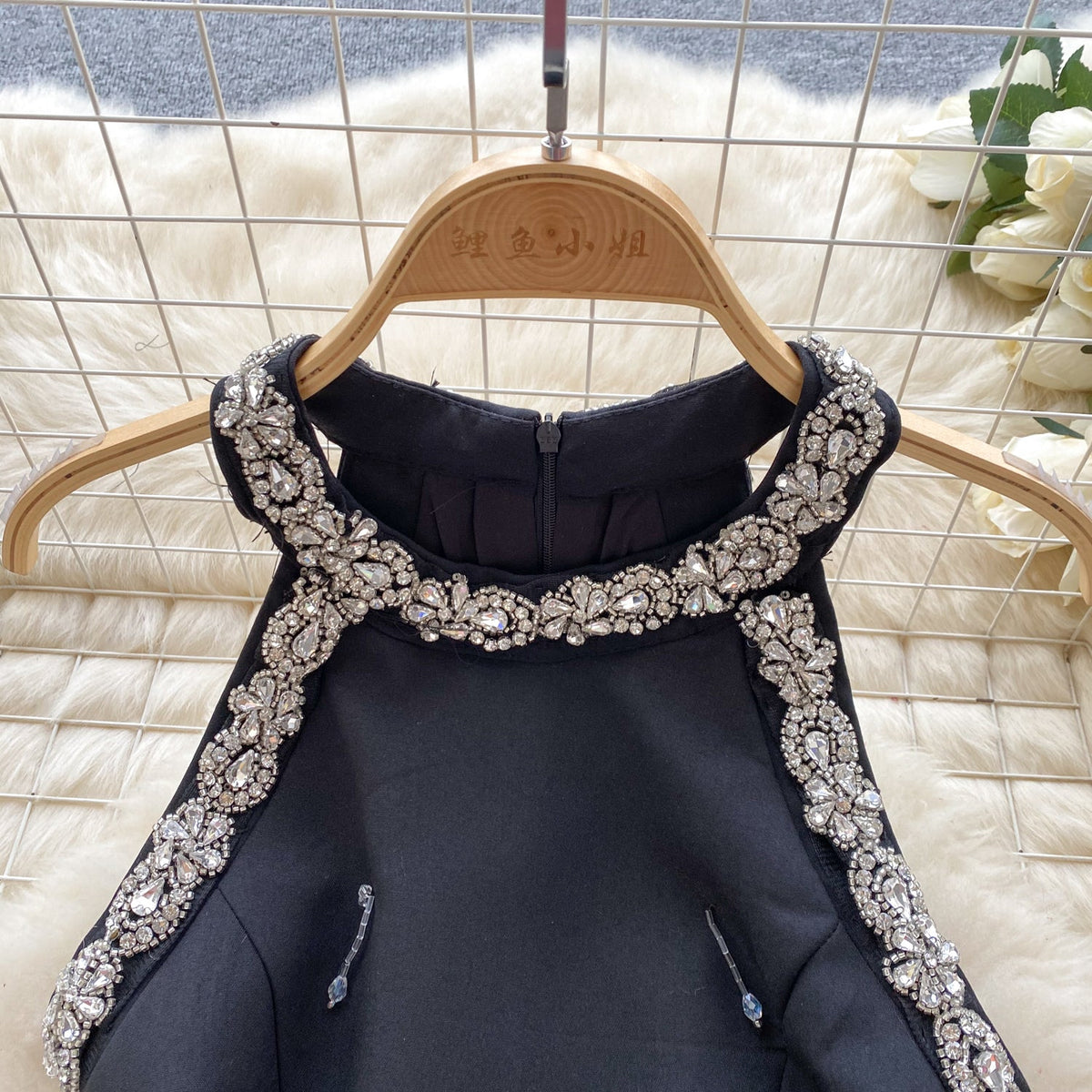 Beaded Tassel Sleeveless Halter Dress