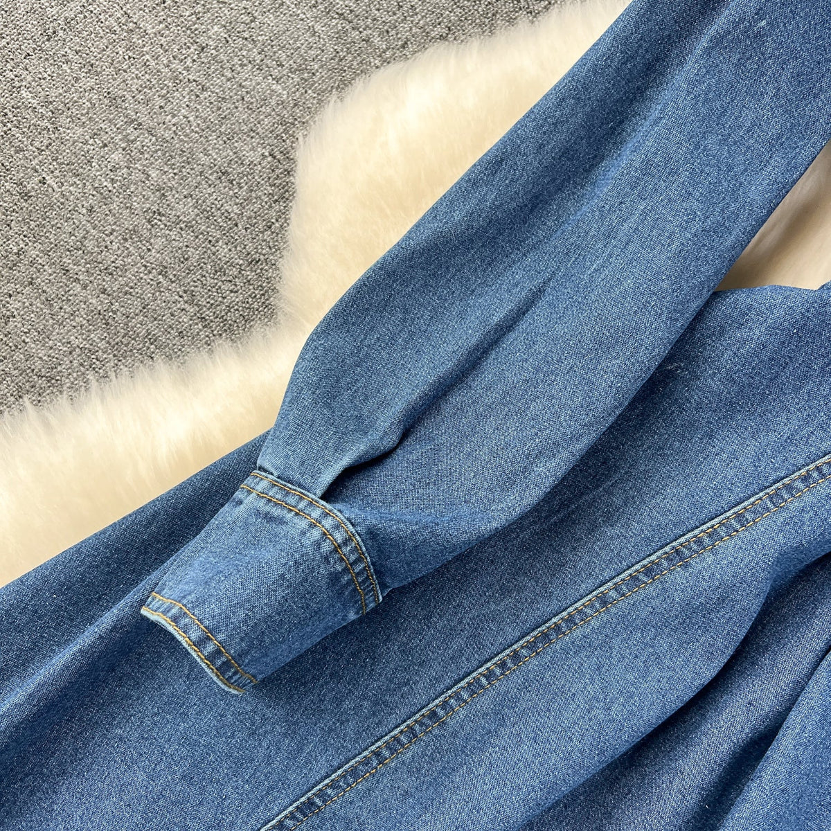 Vintage Square Collar Denim Dress