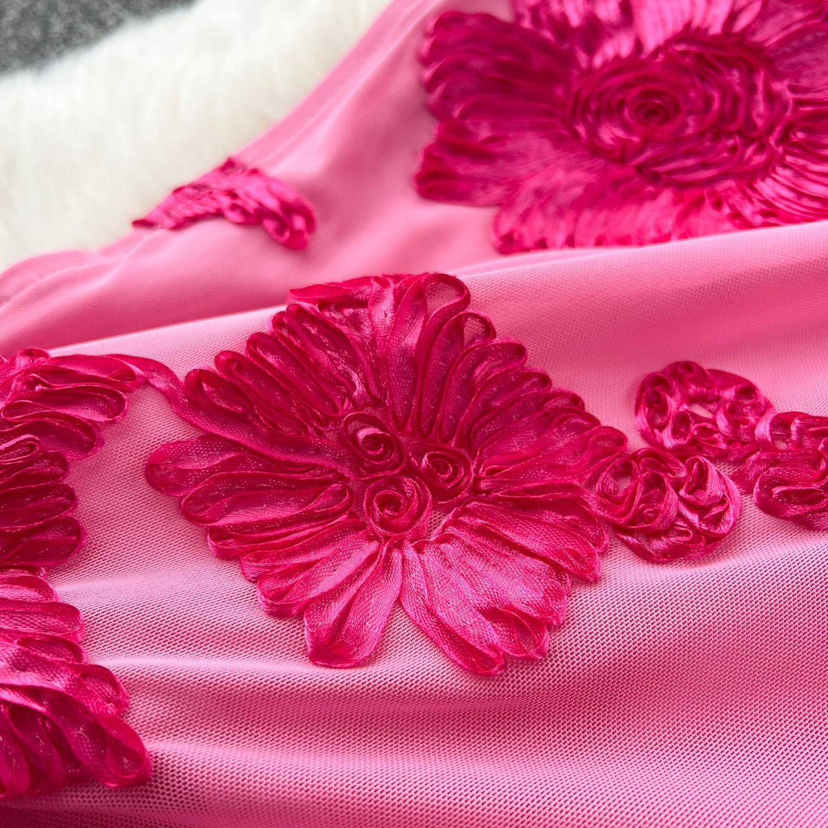 High-end Embroidered Floral Split Dress