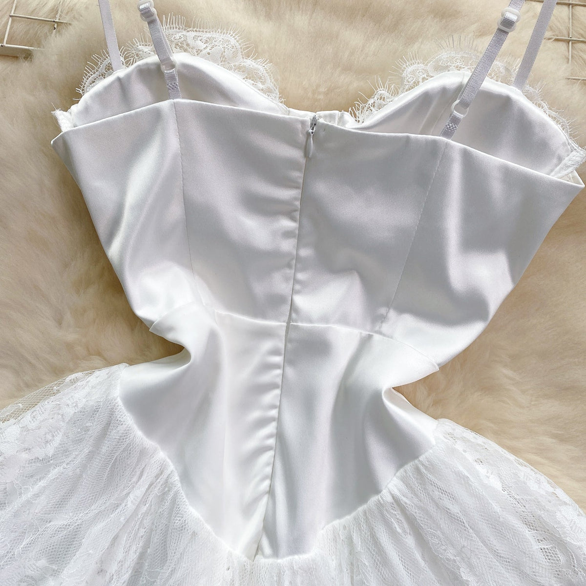 High-end Lace Puffy Slip Dress
