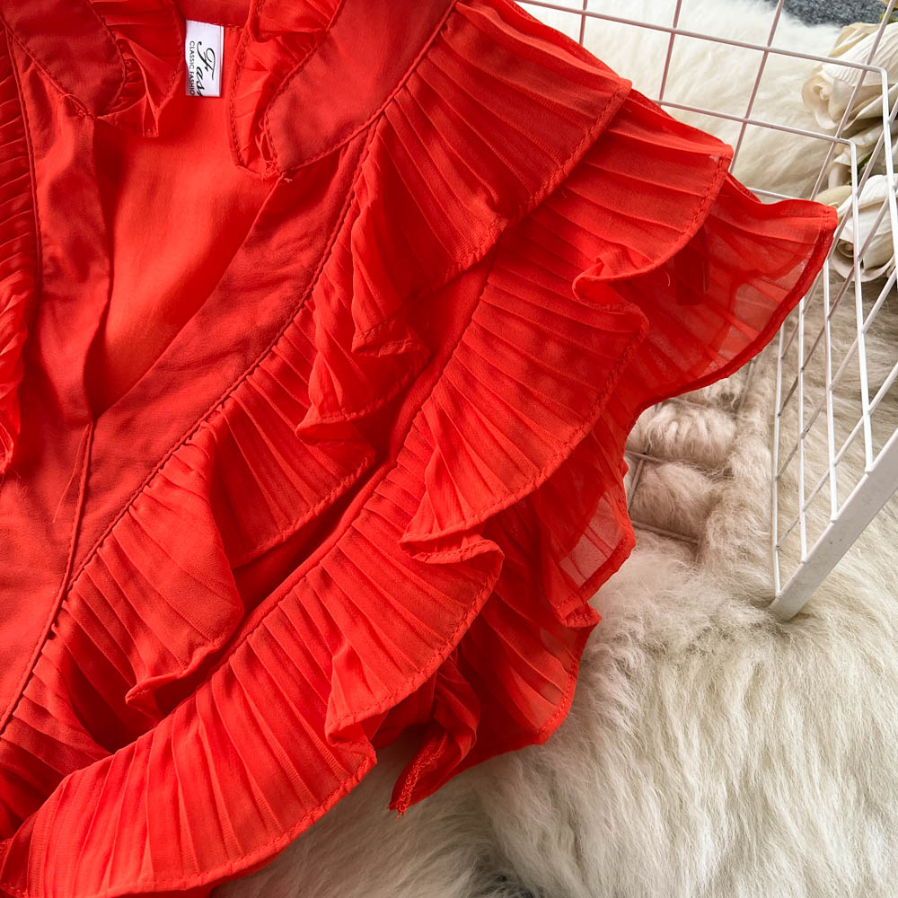 Ruffle Sleeveless A-line Dress
