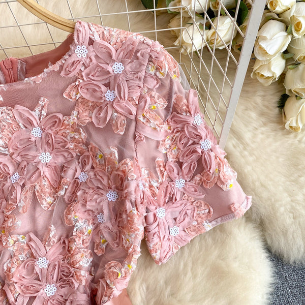Pink Floral Embroidered Princess Dress