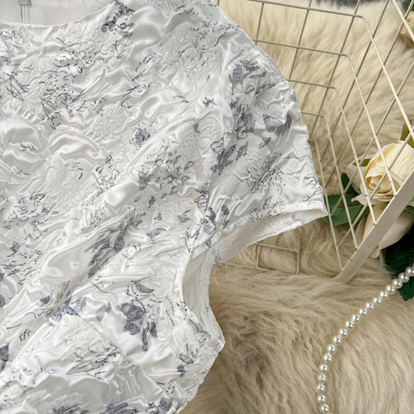 Courtly Jacquard Lace-up Girdling Dress