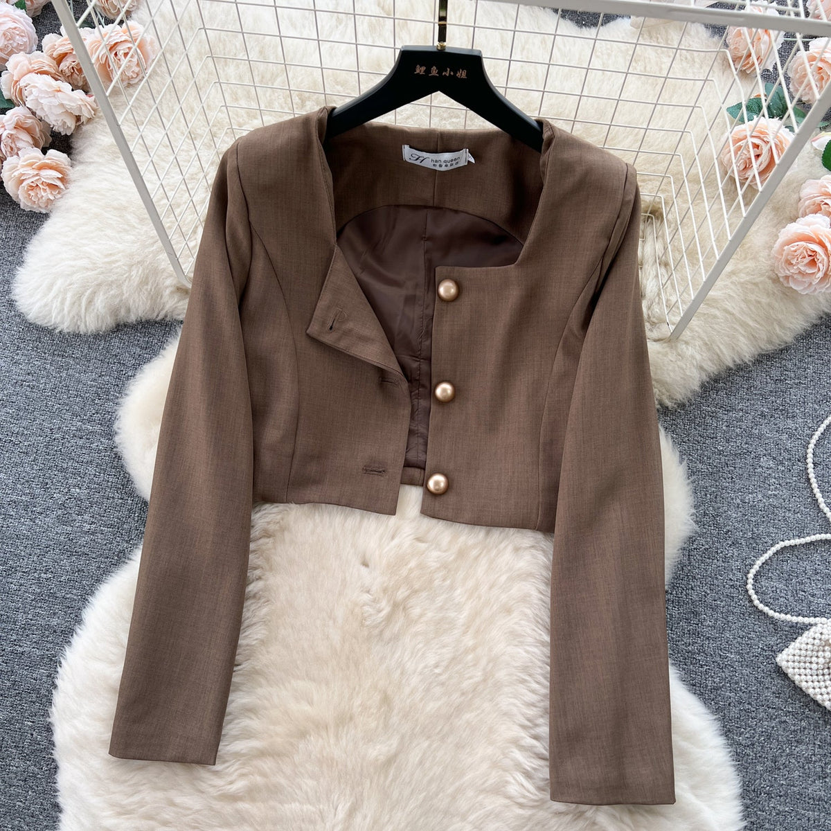 Short Jacket&Pleated Slip Dress OL 2Pcs