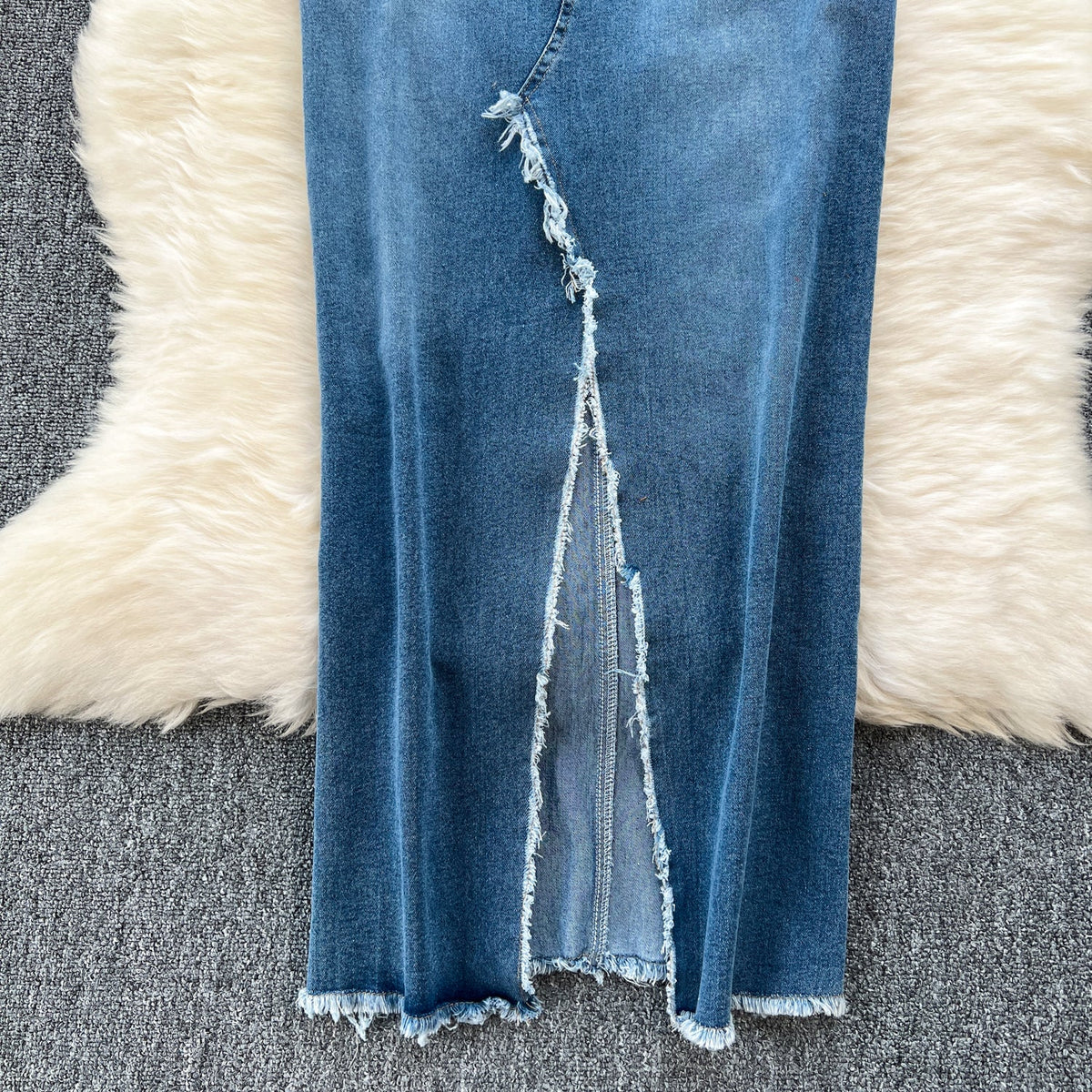 Vintage Denim Split Slip Dress