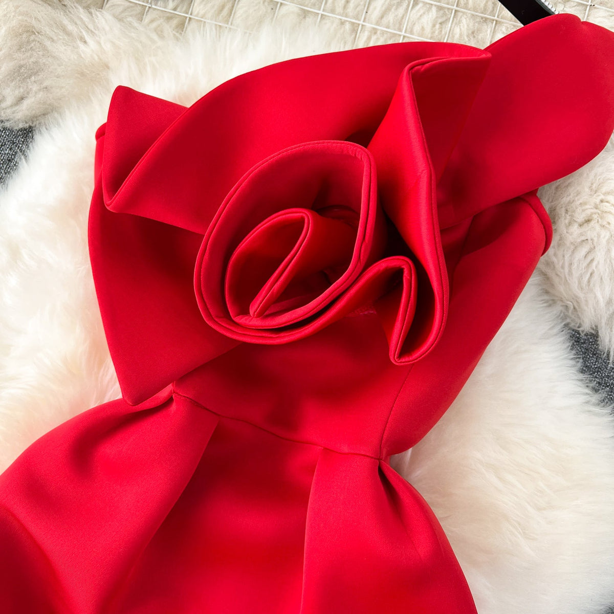 Solid Color 3d Flower Party Dress