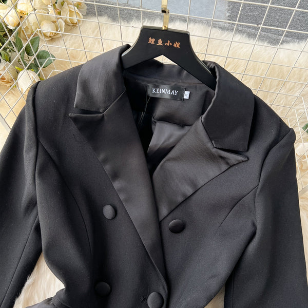 Double-breasted Black Coat Dress