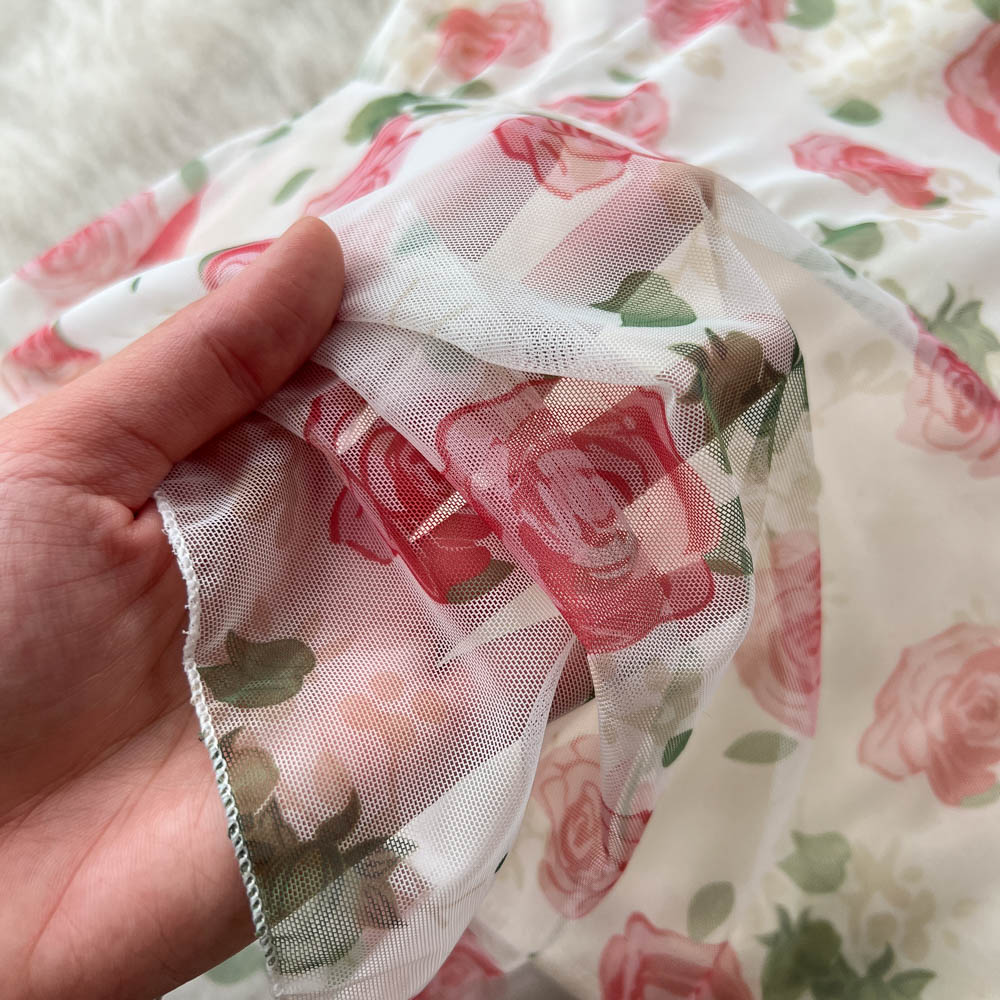 French Style Fishtail Floral Printed Dress