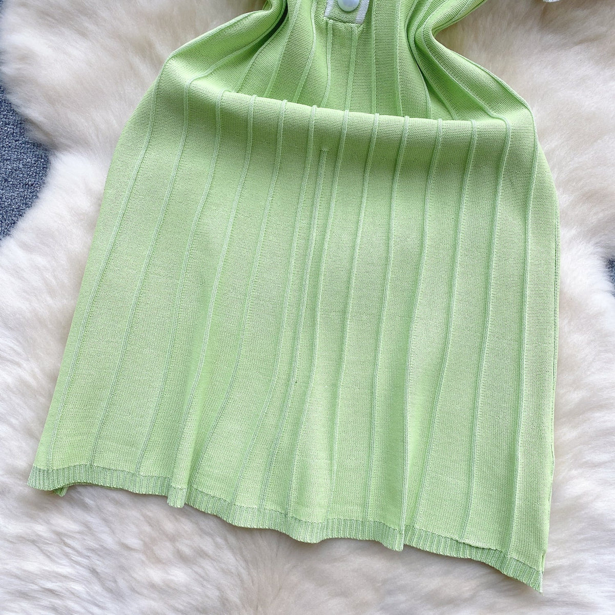 Candy Color V-neck Knitted Dress
