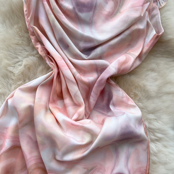 Tie-dye Pleated Sleeveless Fishtail Dress