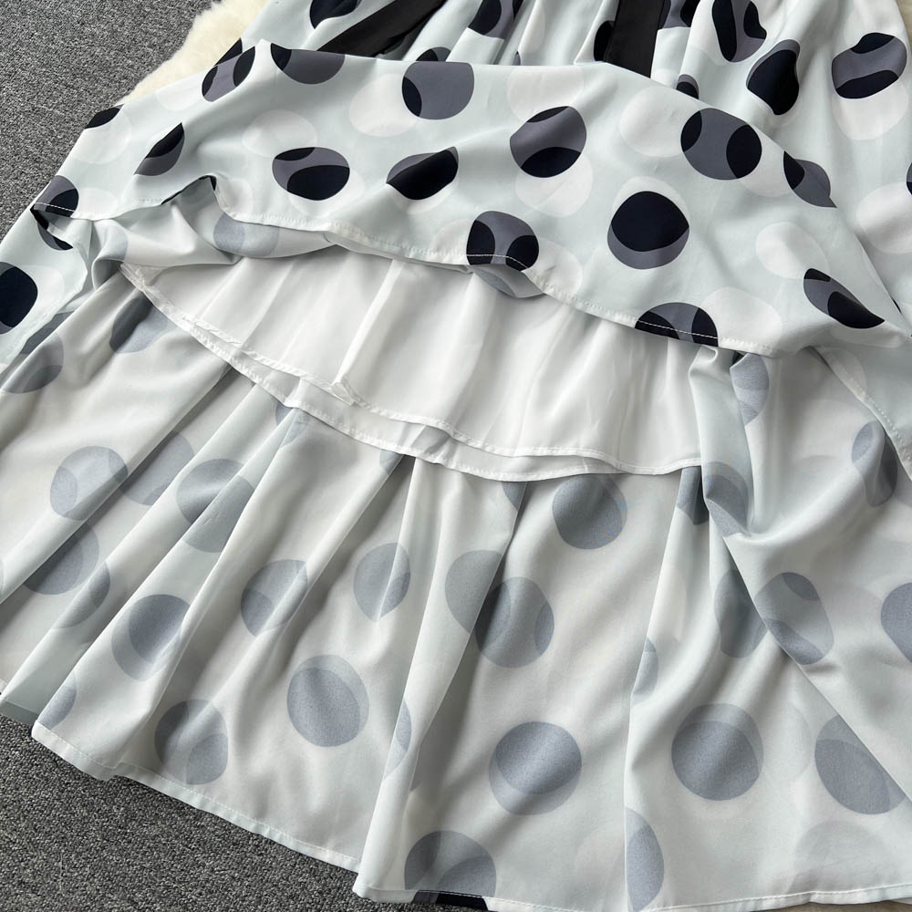 Polo Collar Polka Dot Shirt Dress